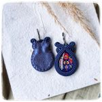 Kolczyki sutasz soutache Folk granatowe  - Granatowe