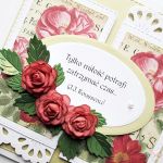 Kartka ROCZNICA ŚLUBU - czerwone róże - Piaskowo-czerwona kartka na rocznicę ślubu z różami