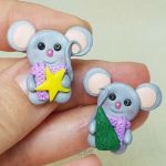 Kolczyki Świąteczne Myszy zdobią choinkę - Kolczyki Świąteczne Maleńki Myszki zamierzające złożyć choinkę - 1, OBJET d'ART