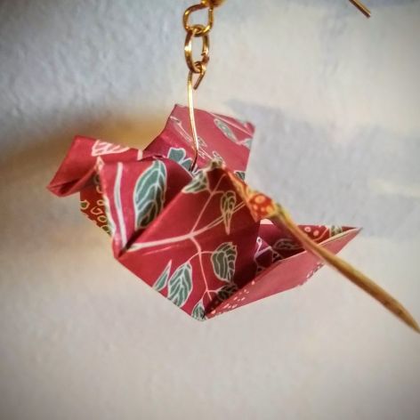 Kolczyki origami ptaszki czerwone