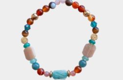 Agat,kamień słoneczny,amazonit bransoletka