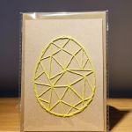 Kartka Wielkanocna - ręcznie haftowana - Pisanka żółto-zielona - Pisanka żółto-zielona