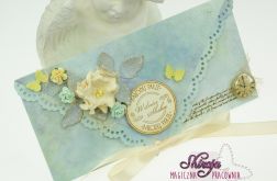 Kopertówka z okazji ślubu: kwiaty w błękitach