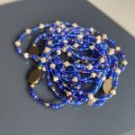 Naszyjnik Kaskadowy Długi Szafirowy Hematyt - 