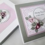 Kartka MŁODEJ PARZE różowo-szara - Różowo-szara pamiątka ślubu w pudełku