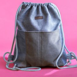 Szary plecak z kieszeniami plecionka