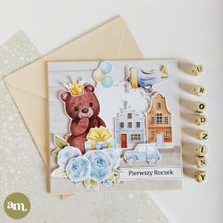 Kartka urodzinowa dla chłopca z misiem KUM01