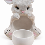 Świecznik wielkanocny Biały Króliczek | gipsowy świecznik dekoracyjny - 