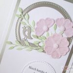 Kartka Z ŻYCZENIEM srebrzysto-różowa - Kartka z różowymi kwiatami