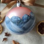 Ręcznie malowana bombka "zimowe Tatry" (2), 10 cm - Druga strona