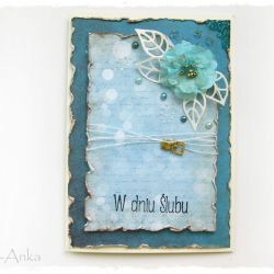 Kartka ślubna w turkusach 1