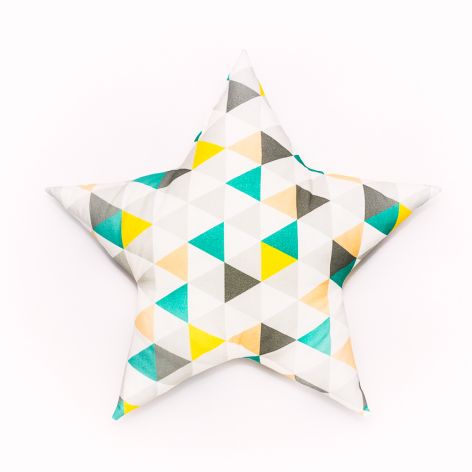 Poduszka gwiazdka - trójkąty zielony