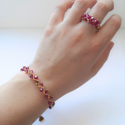 Różowy Komplet Biżuterii Fuchsia AB