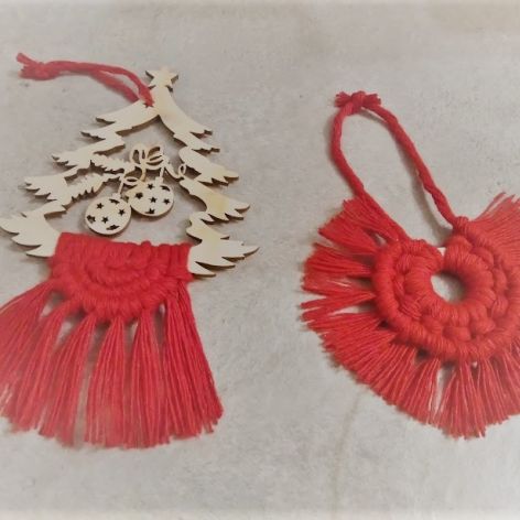 Zawieszki świąteczne makrama boho choinka + 1 do wyboru