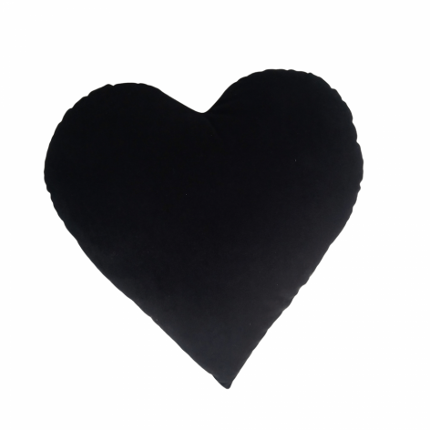 Czarna velvetowa poduszka serce.
