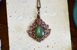 Miedziany wiktoriański wisiorek z awenturynem #357