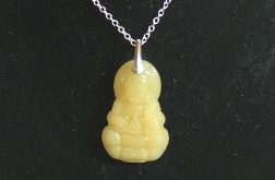 Żółty jadeit - Budda, wisiorek w srebrze