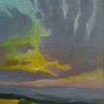 Pejzaż-praca pastelami olejnymi w ramie - 