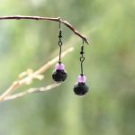 Kolczyki z kamieniem wulkanicznym i ametystem - 