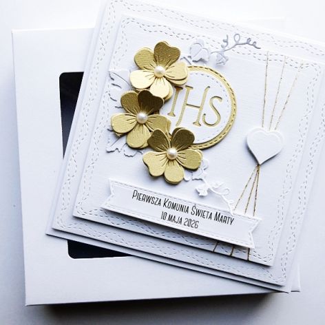 Elegancka kartka komunijna ręcznie robiona