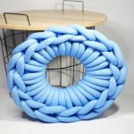 Piękna Pleciona Poduszka HANDMADE - Niebieska - Ręcznie szyte poduszki dekoracyjne do domu