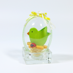 Jajko 3D zielony ptaszek na filcowym kwiatku - jajko wielkanocne