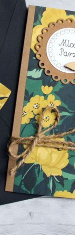 kartka ślubna - navy blue & yellow - slim