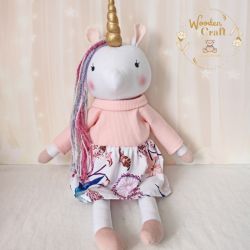 Konik Jednorożec Cleo przytulanka róż GOTOWA