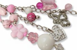 Różowo srebrny pastelowy breloczek