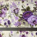 Tkanina bawełna-wzór fioletowe róże - 
