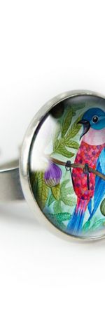 Figowy ptak pierścionek z ilustracją