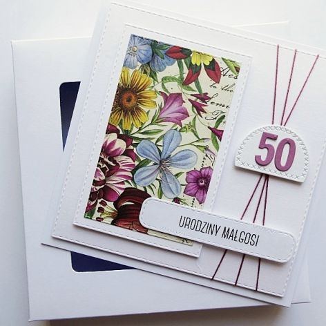 Kartka urodzinowa kolorowe kwiaty handmade