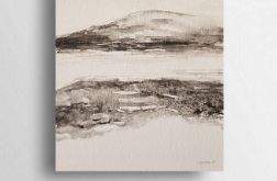 Pejzaż w szarościach-akwarela formatu 32/24 cm