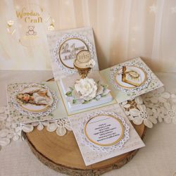 Exploding box komunia kartka "Greenery"GOTOWA