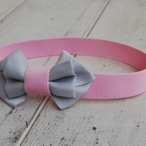 Opaska niemowlęca - PasteLOVE szaro-różowe