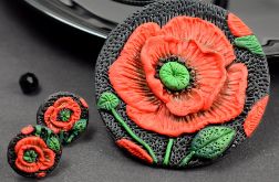 Komplet biżuterii "czerwone maki" naszyjnik i kolczyki sztyfty