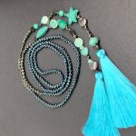 Naszyjnik Długi Sznur Turkusowa Rozgwiazda Z Chwostami - 