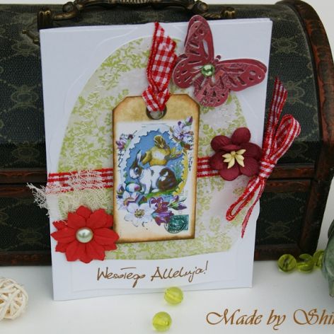 Kartka wielkanocna- bordowe motyle rezerwacja