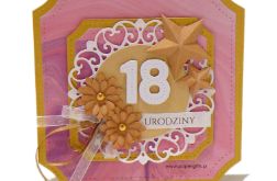 Kartka na 18 urodziny - różowy marmur złoto