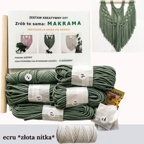 Zestaw DIY ZRÓB TO SAMA: MAKRAMA ecru-złoto
