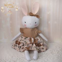 Króliczek Sara w sukience beż-brąz GOTOWY