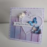 Kartka na Dzień Babci liiowe serce - Kartka na Dzień Babci liiowe serce