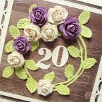 Kartka ROCZNICA ŚLUBU z fioletowymi różami - Kartka na rocznicę ślubu z fioletowo-kremowymi różami