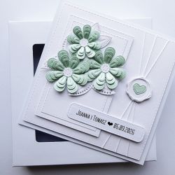 Subtelna kartka ślubna handmade w pudełku 