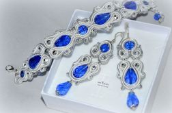 biżuteria ślubna sutasz kobalt,biel,srebro