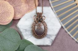 Miedziany wisiorek wire wrapping z mookaitem #540