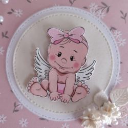 Kartka na Chrzest Święty z aniołkiem dla dziewczynki