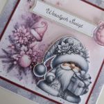 Kartka świąteczna Boże Naordzenie różowa skrzat - Kartka świąteczna Boże Naordzenie różowa skrzat