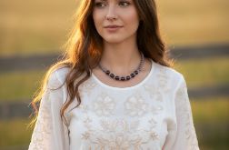 Naszyjnik Fioletowe Szklane Korale