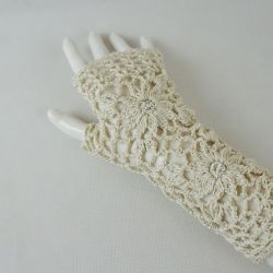Rękawiczki, mitenki handmade beżowe